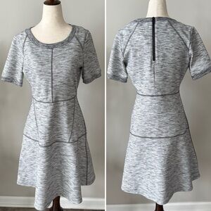 Athleta Marble Fit-and-Flare MIDI Ahort SleeveDress